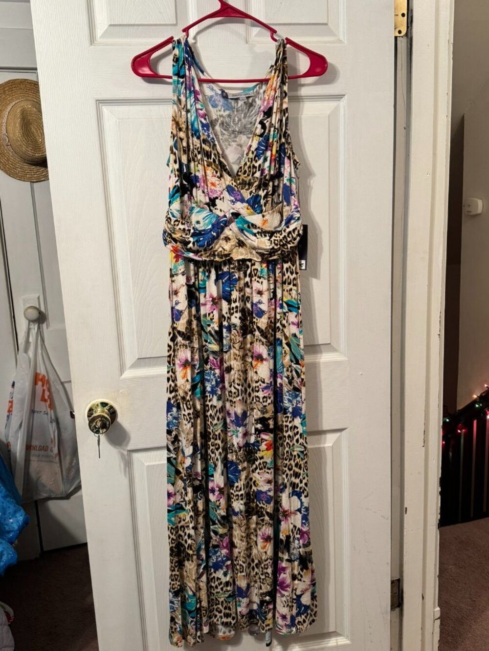 Jennifer Lopez Multi Print Sleeveless Maxi Dress. XL Petite. NWT.